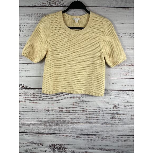 COS Sweaters - COS Sweater Women's Small White Waffle Knit Short Sleeve Crewneck Pullover Top